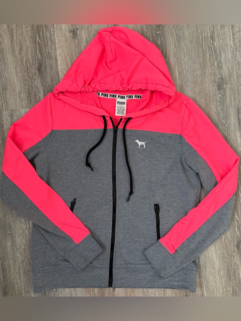 Victoria’s Secret PINK colorblock full zip hoodie Size L 07/2015